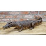 Large antique taxidermy crocodile, L 105cm