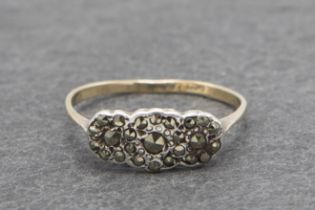 9ct marquisette cluster ring, size M, 1.5g