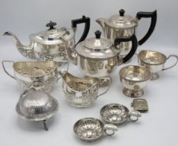 Quality Garrard & Co silver plated four piece tea service, with a three piece service, two wine