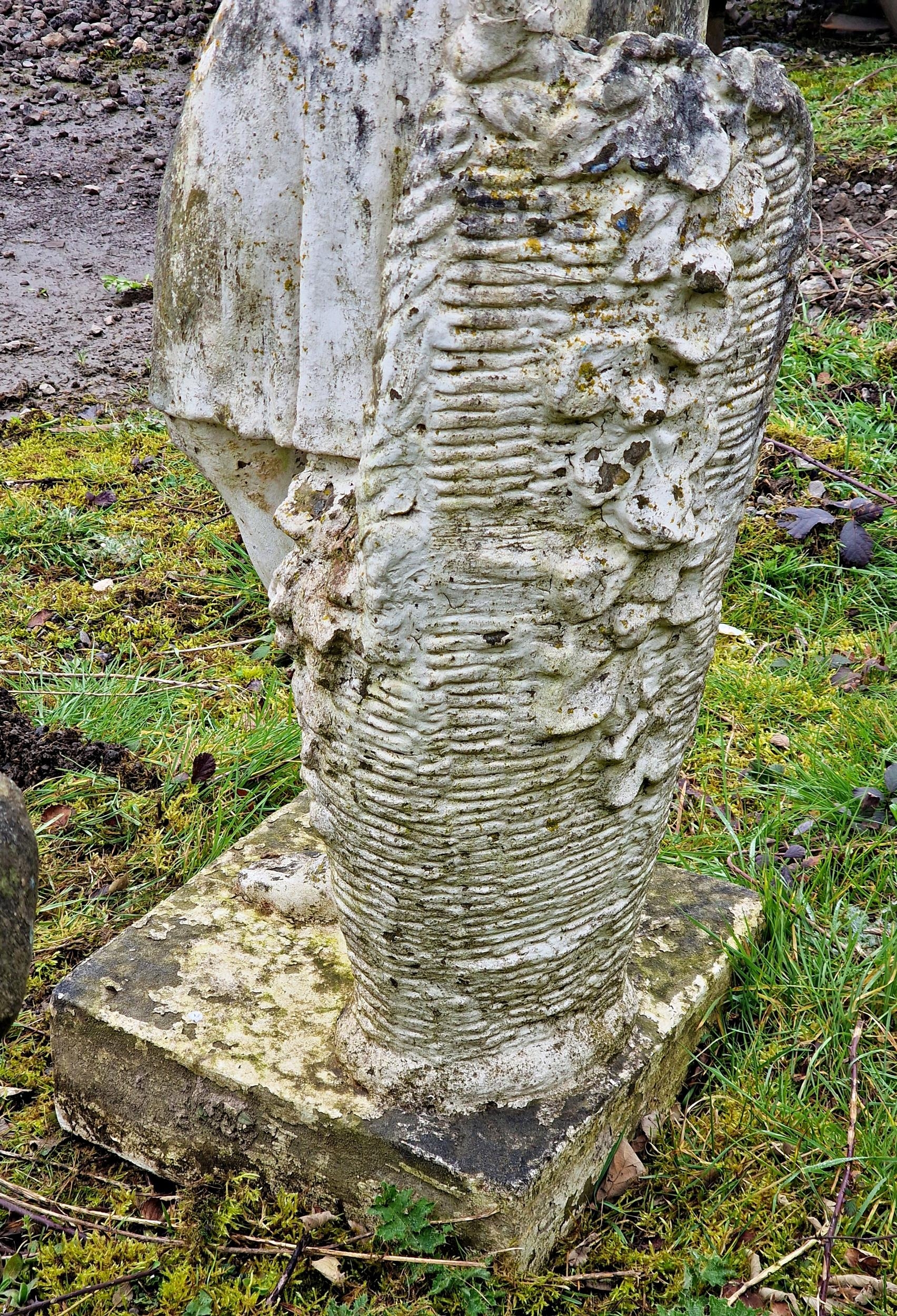 Good weathered reconstituted stone statue of a lady wearing a Welsh hat with distressed paintwork, H - Image 3 of 3