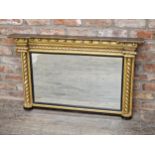 Good quality Regency period gilt wood over mantle mirror with barley twist frame and ebonised