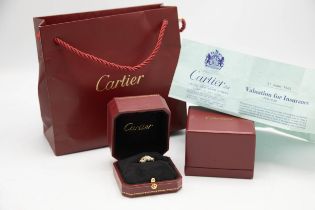 18ct Cartier diamond knot ring, size N, 4.5g, with Cartier insurance valuation for £2490 dated 1985,