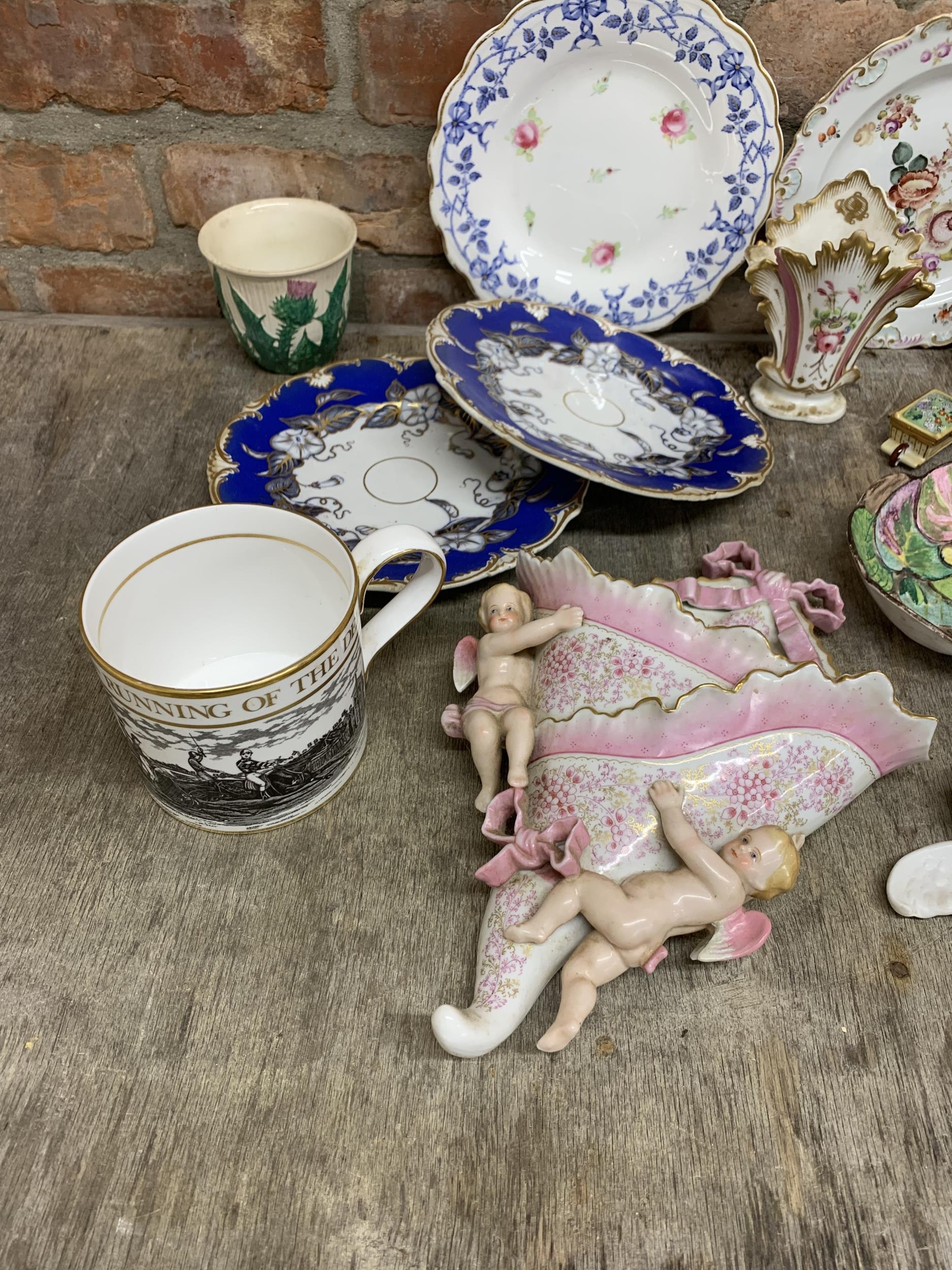 Collection of 19th century and later porcelain to include a Meissen cabinet plate, pair of unusual - Image 2 of 6