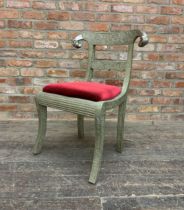 Unusual Anglo-Indian Ram Chair, with repoussé tin overlay and applied with chrome Adam style goat