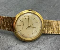 Vintage 18ct Jaeger-Le-Coultre gents dress watch, 35mm case, champagne dial with gilt hands and