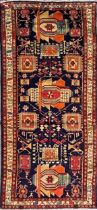 Exceptional North West Persian Bidjar runner, bold medallion design on blue ground, 3000 x 130cm