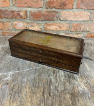 Antique "Clark's Anchor" haberdashers retail counter top display cabinet, W 40cm x H 12cm