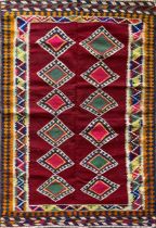 South West Persian Qashgai kilim, multicoloured medallion design, 240 x 150cm