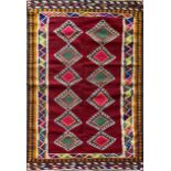 South West Persian Qashgai kilim, multicoloured medallion design, 240 x 150cm