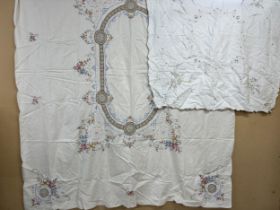 Quantity of vintage table linen with open work lace decoration (one box)