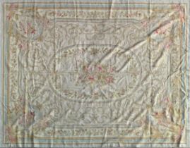 Large and impressive French Aubusson carpet, traditional rose sprays on pastel ground, 360 x 270cm