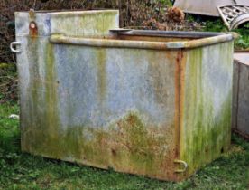 Vintage galvanised steel water tank, H 73cm x W 92cm x D 63cm