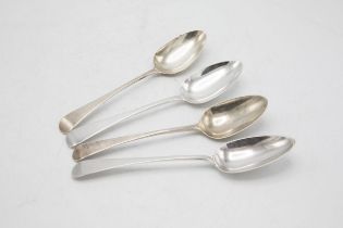 Four Georgian silver old English pattern table spoons, 22cm long, 8oz approx