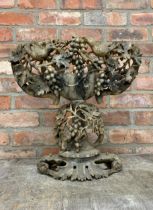Very large antique hand carved Chinese soapstone table centre piece with ornate floral, grape and