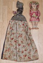 Vintage night dress case in the form of a crinoline lady together with a printed fabric doll (2)