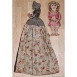 Vintage night dress case in the form of a crinoline lady together with a printed fabric doll (2)