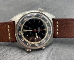 Rare vintage Omega Chronostop Seamaster stainless steel gents watch, 41mm case, black 24 hour