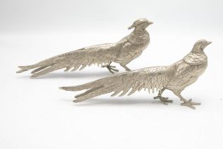 Pair of plated pheasants, 28cm long (2)
