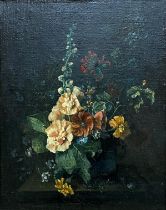 19th century school - floral still life, inscribed verso 'copy by L Nelson', oil on board, 48 x