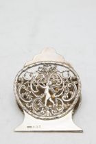 Edwardian novelty silver paperclip, pierced with a cherub and scrolled foliage, maker Grey & Co,