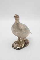 Good silver gilt standing grouse upon a mound, maker Camelot Silverware, Sheffield 2014, 17cm