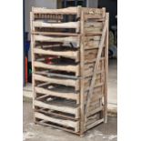 A vintage wooden apple store with nine pull out drawers, H 158cm x W 80cm x D 65cm