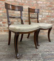 Follower of Thomas Hope - Pair of Regency mahogany and ebonised bar back dining chairs, new calico