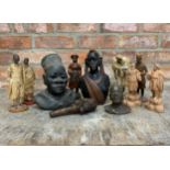 Set of four Indian pained plaster figures, 21cm high together with pair of Louis Alphonse Hanne '