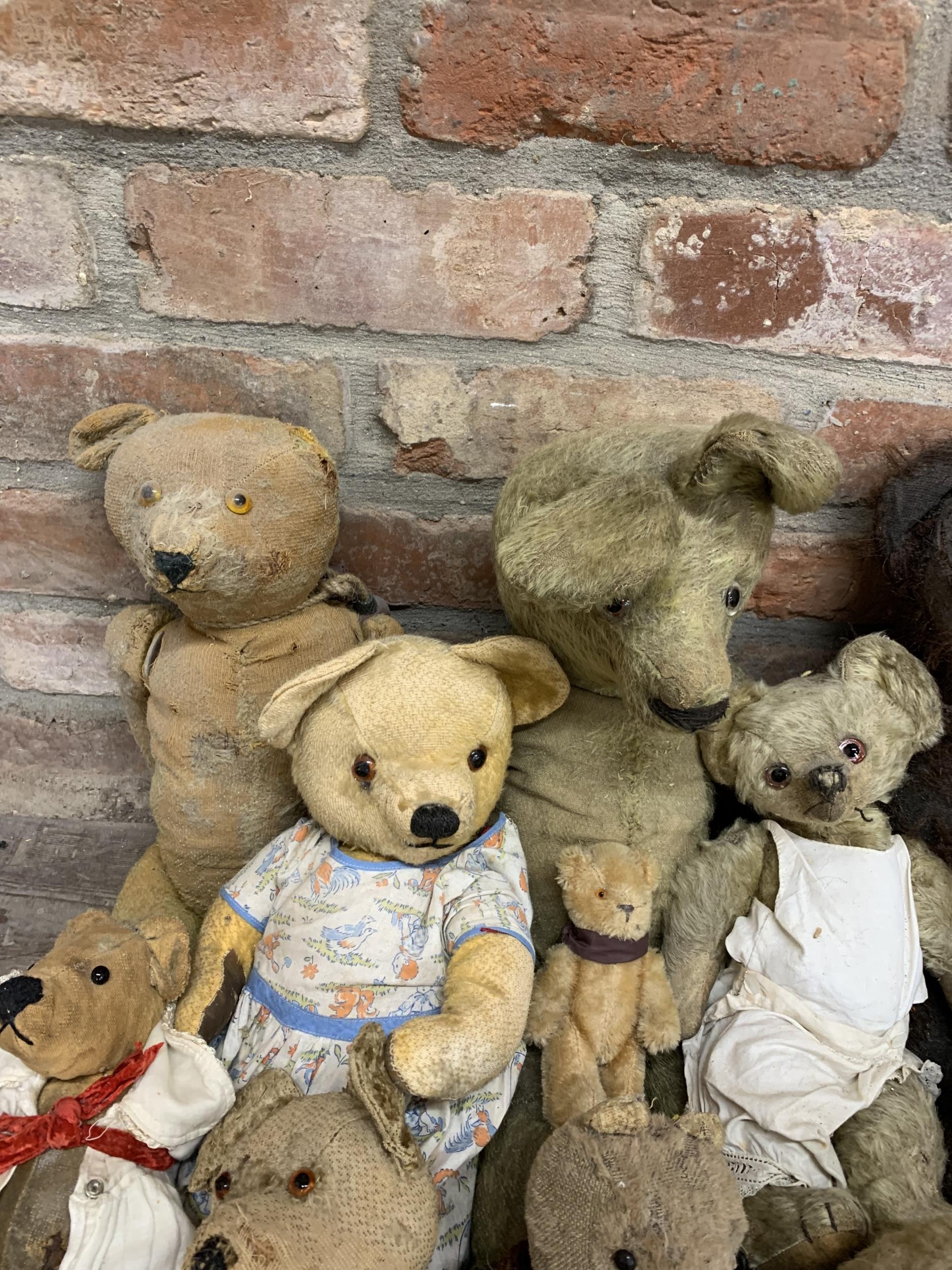 Quantity of antique and vintage mohair straw filled teddy bears, Largest 70cm, some AF (16) - Image 3 of 7