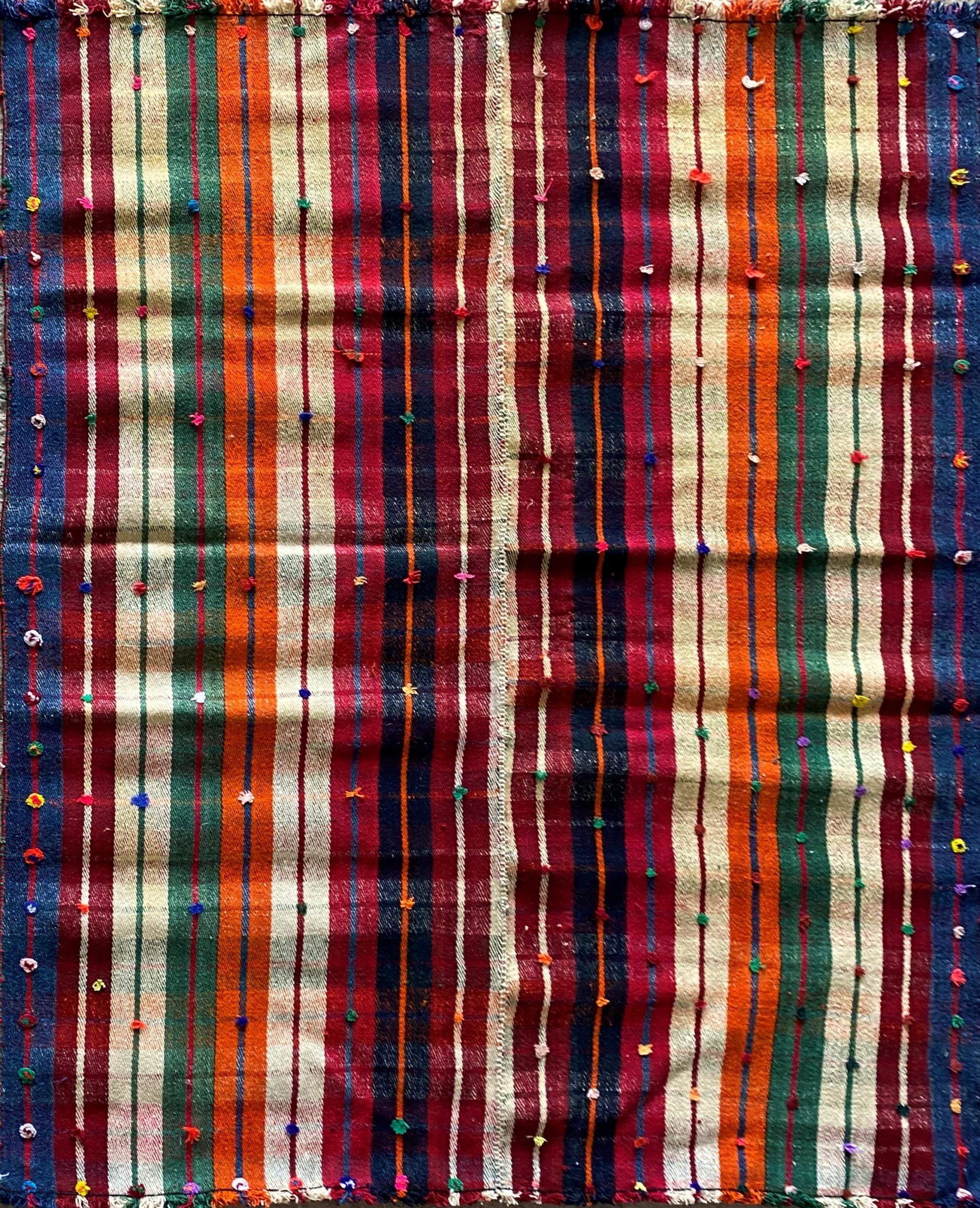 South West Persian Jajim kilim, unusual striped design, 190 x 150cm