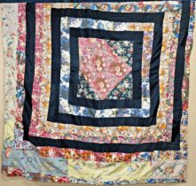 Vintage multi-colored patchwork throw, 180cm x 150cm