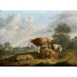 In the manner of William Shayer (1829-1885) - cattle, unsigned, oil on canvas, 49 x 67cm