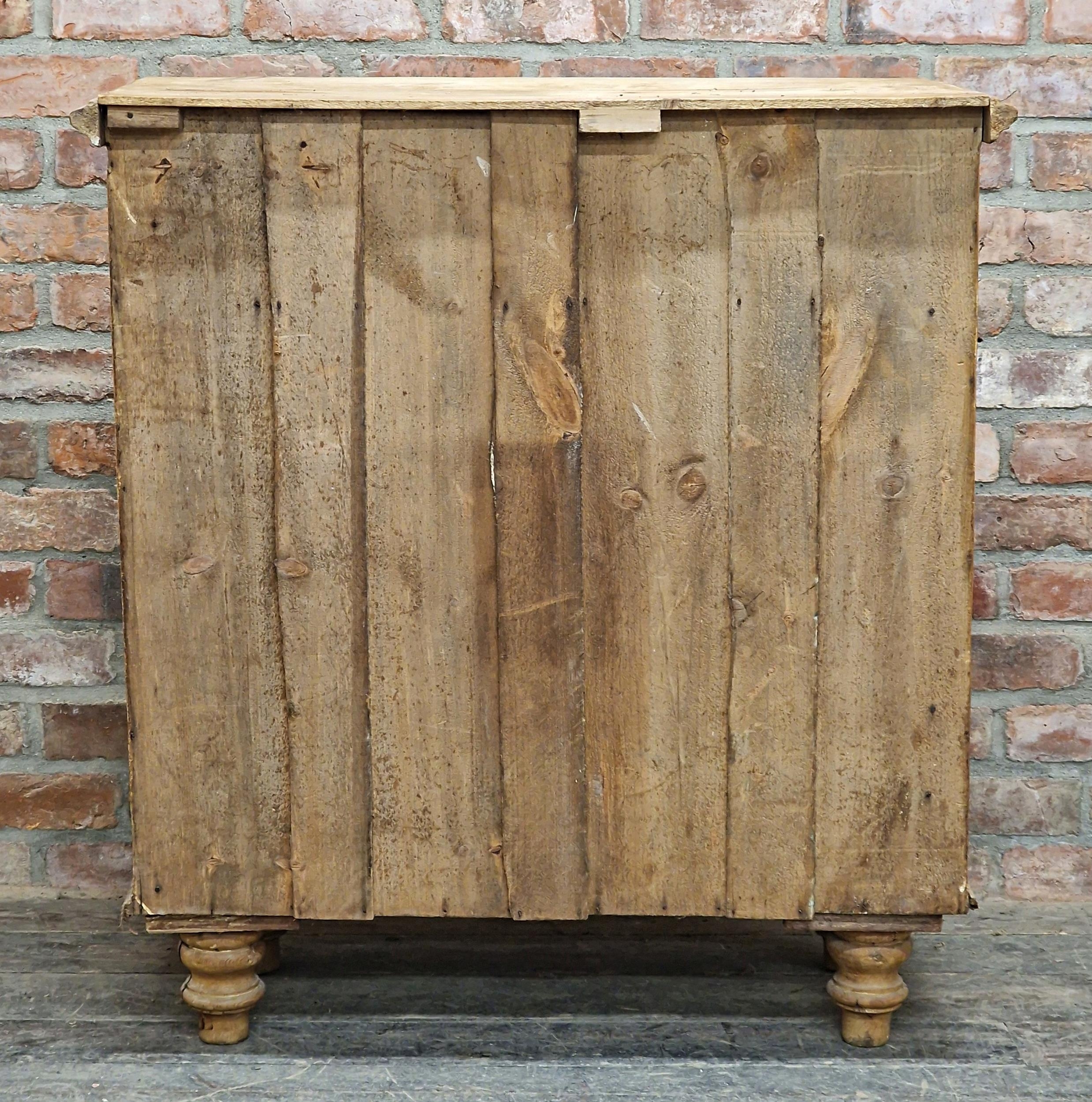 Victorian stripped pine chest of two short over three long drawers with turned wooden handles and - Image 4 of 4