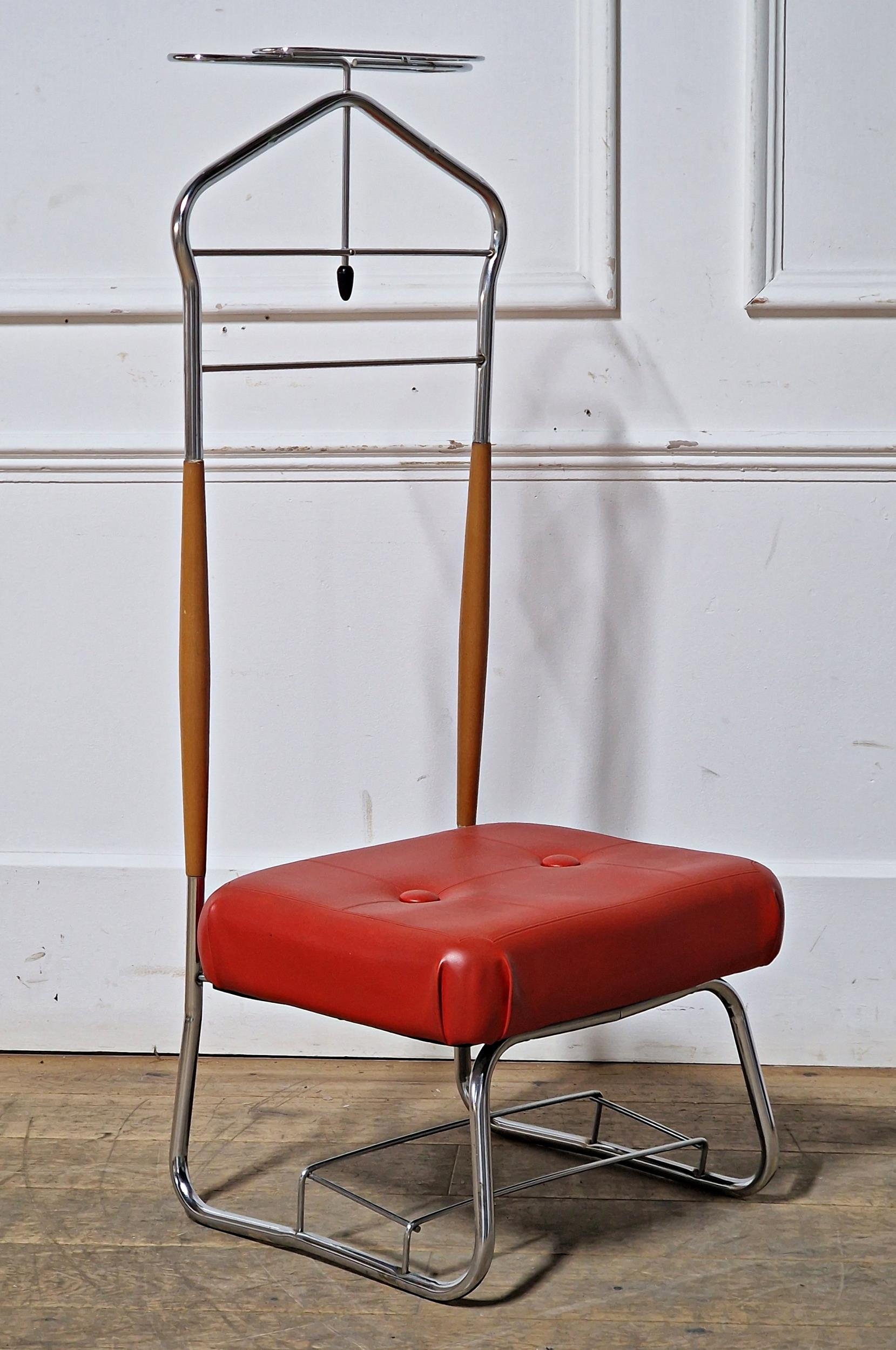 Unusual 1960s Atomic chrome valet stand chair, 120cm high