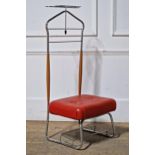 Unusual 1960s Atomic chrome valet stand chair, 120cm high