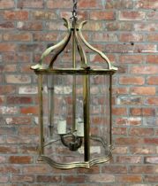 Good quality serpentine lobed glass brass ceiling light, H 48cm x D 27cm