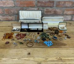 Assortment of mixed vintage costume jewellery to include sterling silver examples