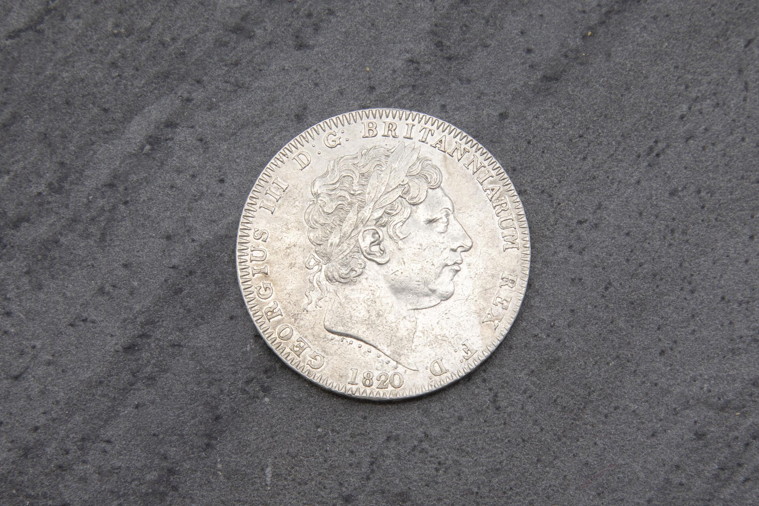 George III silver 1820 LX crown coin