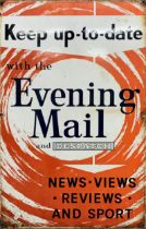 Rare 'keep up to date with The Evening Mail' enamel advertising sign, 71cm x 45cm