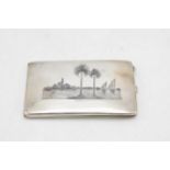 Niello silver lot comprising cigarette case, bracelet and brooch, three sets of cufflinks, with a