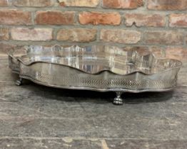 Large and impressive antique Sheffield plate serpentine gallery tray, 62 x 40cm