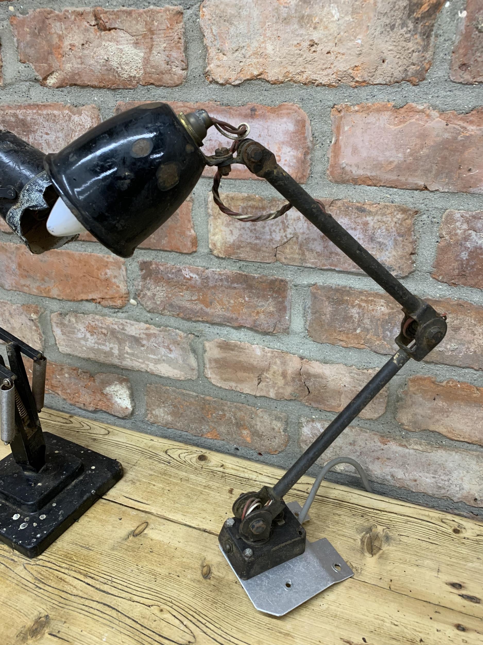 Vintage industrial articulated wall light with enamel shade, with a Herbert Terry 'Anglepoise' on - Image 4 of 4