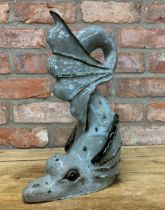 Large glazed studio pottery seahorse, unsigned, H 37cm