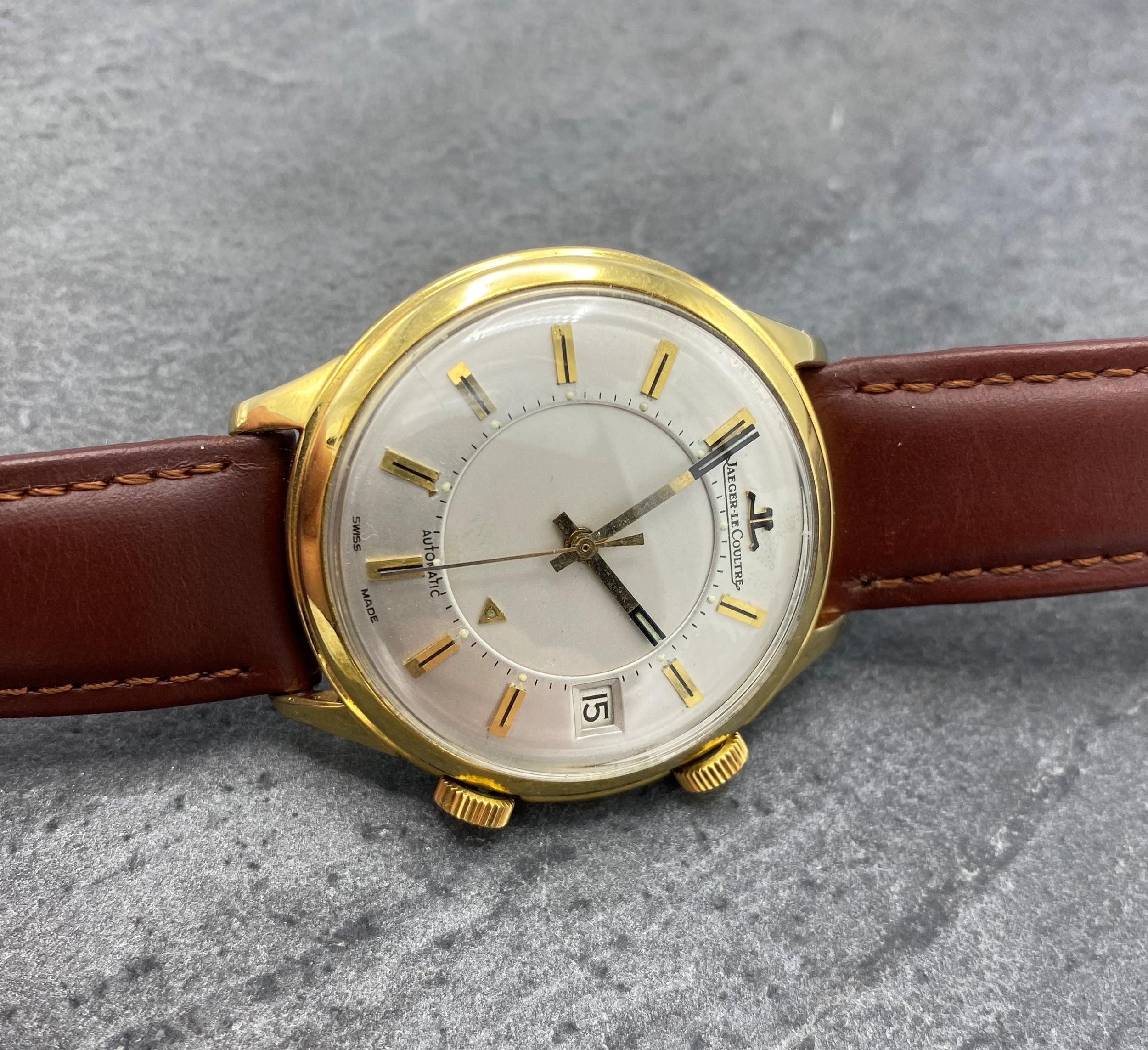 Exceptional vintage Jaeger-Le-Coultre 'Memovox' Automatic gold plated gents watch, 38mm case,