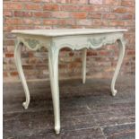 19th century French painted console table, on cabriole legs, H 79cm x W 100cm