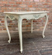 19th century French painted console table, on cabriole legs, H 79cm x W 100cm