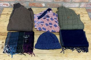 Quantity of Polo Ralph Lauren and Barbour knitwear to include jumpers, hat, scarves etc (6)