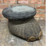 Taxidermy elephants foot stool with leather top, H 30cm x D 48cm