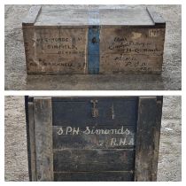 Two vintage military issued trunks with original stencilled and other inscriptions (2)