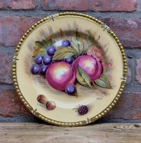 Aynsley orchard gold pattern hand painted cabinet plate signed D.Jones, D 26cm